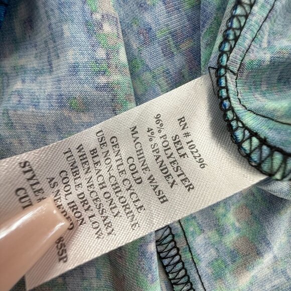 Connected Apparel Dress Blue Abstract Print 10 Petite Short Sleeves Stretchy - Picture 6 of 10